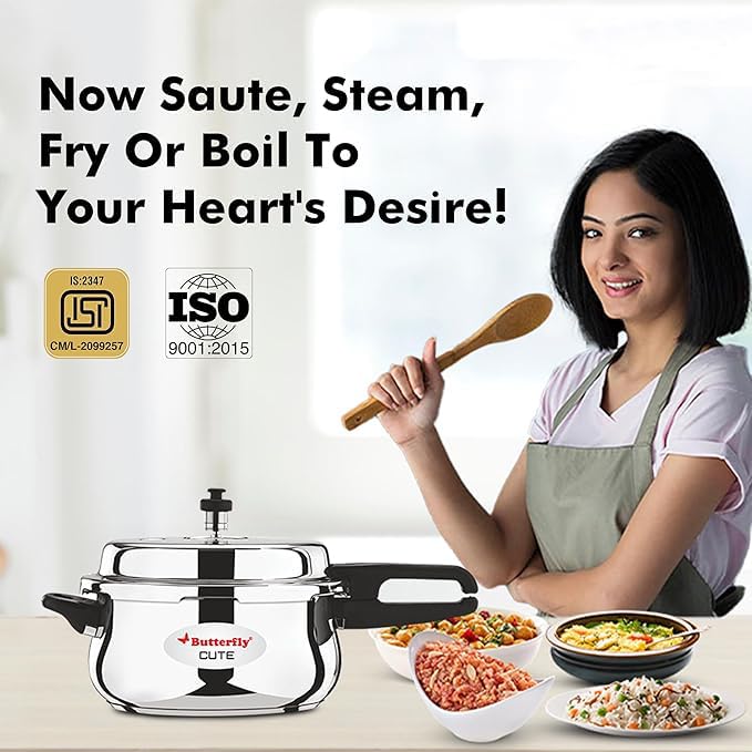 Butterfly Cute Stainless Steel Pressure Cooker with Glass Lid – 5L – view 5