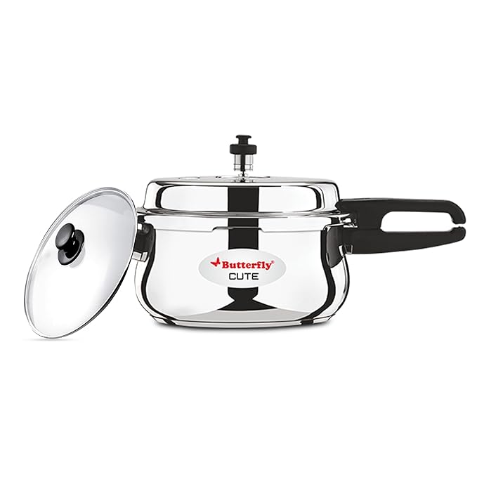Butterfly Cute Stainless Steel Pressure Cooker with Glass Lid – 5L