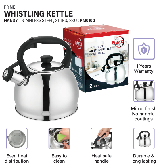 Prime Handy Stainless Steel Whistling Kettle – 2L – view 3
