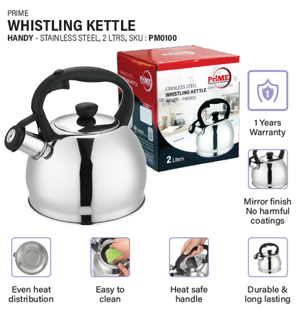 Prime Handy Stainless Steel Whistling Kettle – 2L – view 3