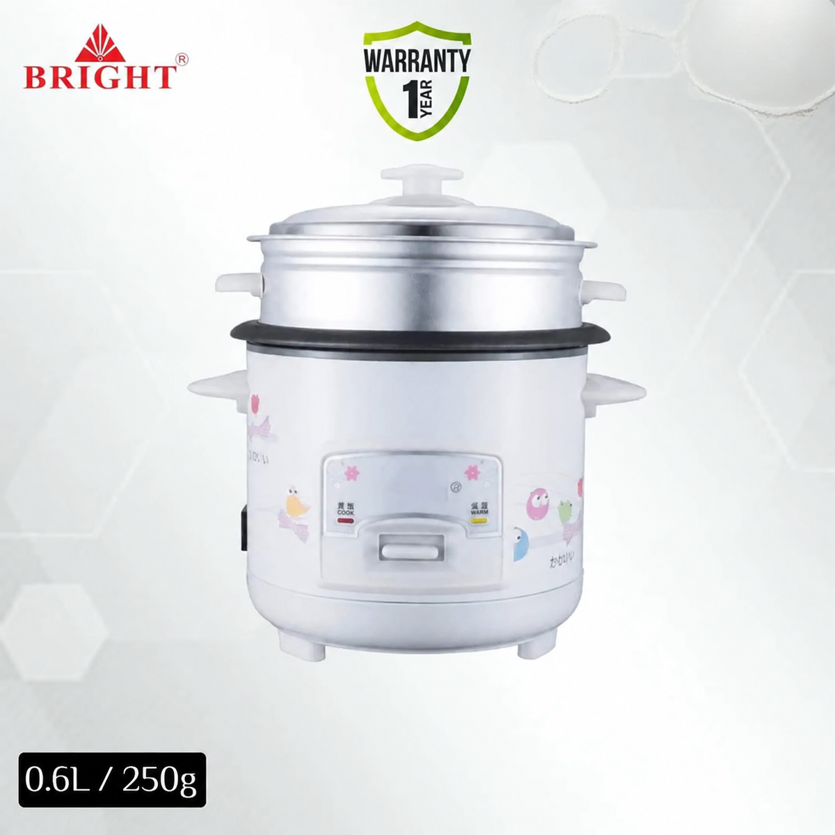 Bright Compact Rice Cooker – 600ml, 300W