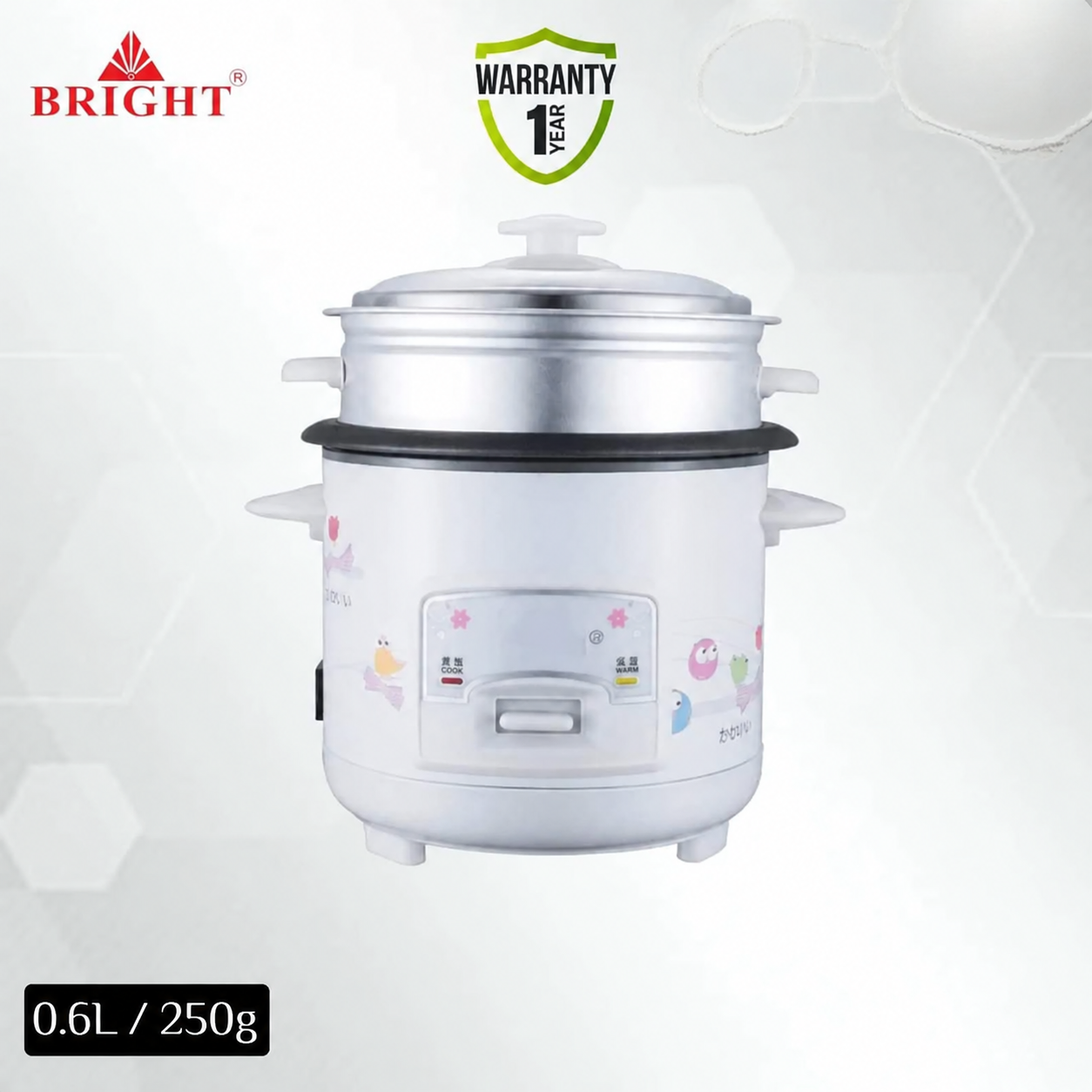 Bright Compact Rice Cooker – 600ml, 300W