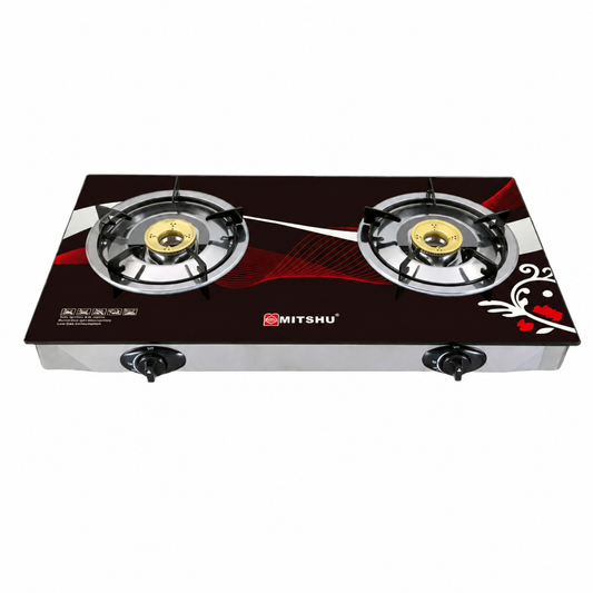 Mitshu MGS-GT622 2-Burner Glass-Top Gas Cooker