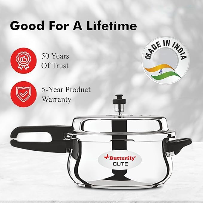 Butterfly Cute Stainless Steel Pressure Cooker with Glass Lid – 5L – view 4