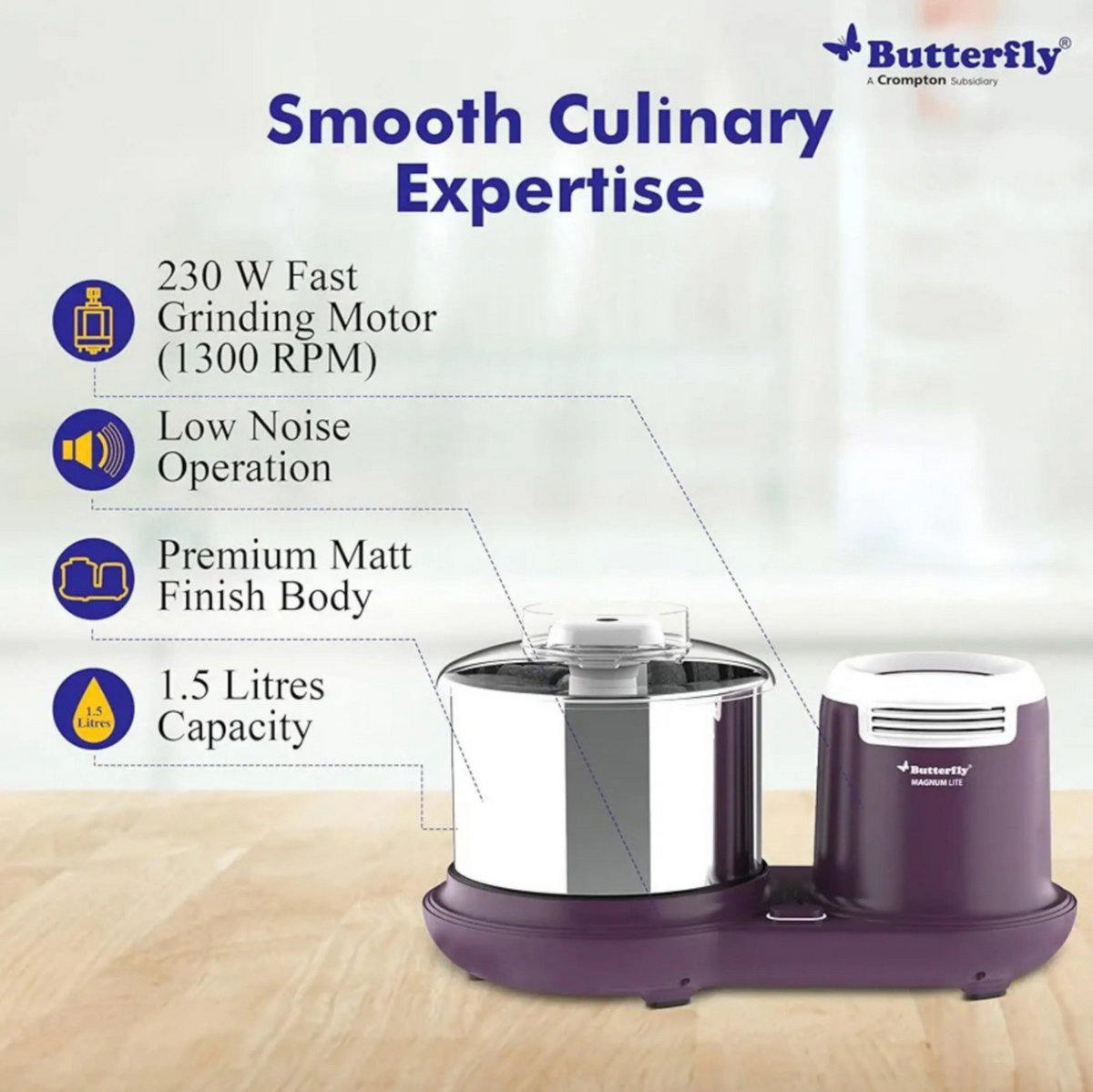 Butterfly Magnum PL Tabletop Wet Grinder – 2L – view 4
