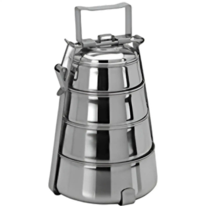 Silver Pyramid 4-Tier Stainless Steel Tiffin Carrier