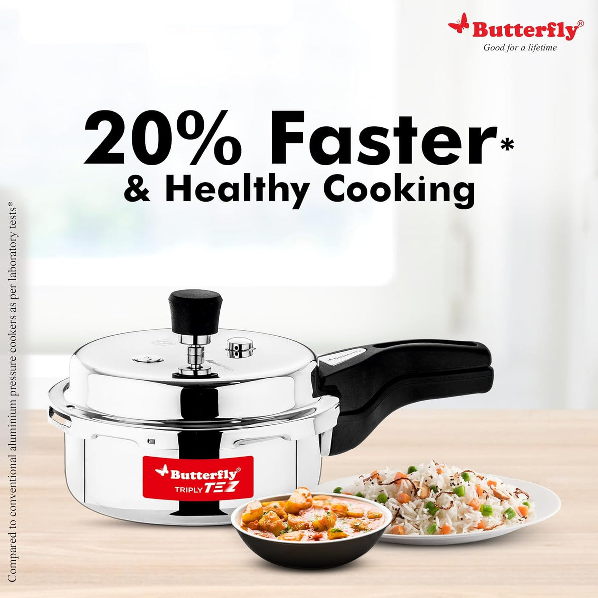 TEZ Triply Stainless Steel Pressure Cooker – 2L, 3L & 5L