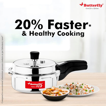 TEZ Triply Stainless Steel Pressure Cooker – 2L, 3L & 5L