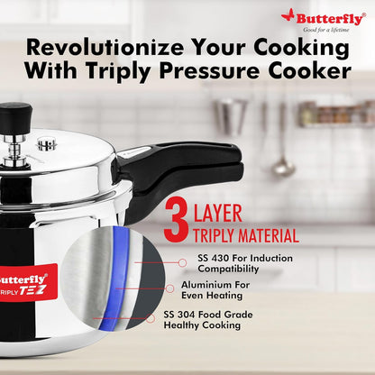TEZ Triply Stainless Steel Pressure Cooker – 2L, 3L & 5L – view 3
